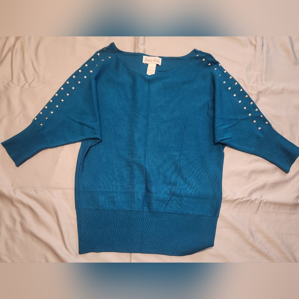 ¾ length sleeve studded sweater